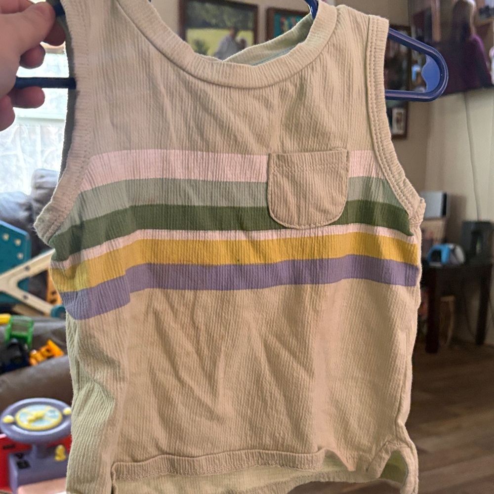Striped Kids Tank Top - Green, Yellow, Purple